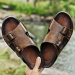 Hollis Genuine Leather Slide Sandals