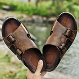 Hollis Genuine Leather Slide Sandals