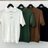 Ribbed Knit Polo