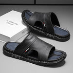 Kieran Brown Leather Slide Sandals