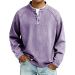DENIM-LOOK HENLEY SHIRT FOR MEN