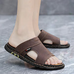 Kieran Brown Leather Slide Sandals