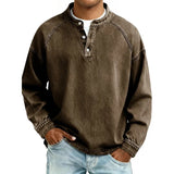 DENIM-LOOK HENLEY SHIRT FOR MEN