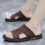 Kieran Brown Leather Slide Sandals