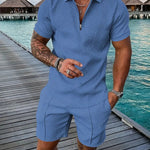 Men's Summer Set | Polo & Shorts with Contrast Details