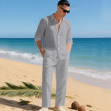 Men's Summer Two Piece | Linen Shirt & Trousers Set