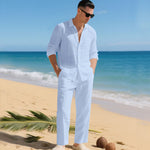 Men's Summer Two Piece | Linen Shirt & Trousers Set