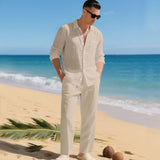 Men's Summer Two Piece | Linen Shirt & Trousers Set