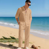 Men's Summer Two Piece | Linen Shirt & Trousers Set