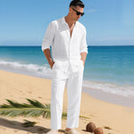 Men's Summer Two Piece | Linen Shirt & Trousers Set