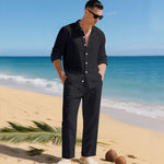Men's Summer Two Piece | Linen Shirt & Trousers Set