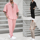 Men's Summer Set | Oversized Short Sleeve Shirt & Linen Trousers