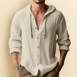 COTTON LINEN HOODIE SHIRT FOR MEN