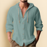 COTTON LINEN HOODIE SHIRT FOR MEN