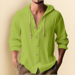 COTTON LINEN HOODIE SHIRT FOR MEN