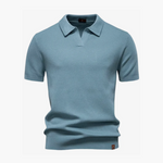 Open-Collar Pointelle Knit Polo