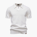 Open-Collar Pointelle Knit Polo