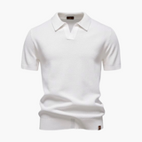 Open-Collar Pointelle Knit Polo