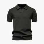 Open-Collar Pointelle Knit Polo