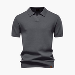Open-Collar Pointelle Knit Polo