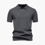 Open-Collar Pointelle Knit Polo
