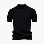 Open-Collar Pointelle Knit Polo