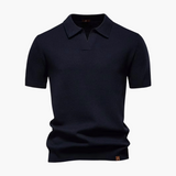 Open-Collar Pointelle Knit Polo