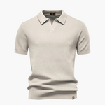 Open-Collar Pointelle Knit Polo