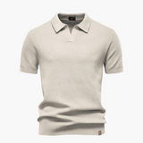 Open-Collar Pointelle Knit Polo