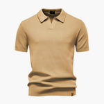 Open-Collar Pointelle Knit Polo