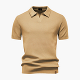 Open-Collar Pointelle Knit Polo
