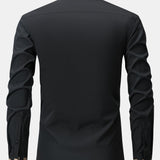 Long Sleeve Embroidered Hidden Buttons Placket Shirt