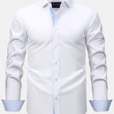 Long Sleeve Contrast Button Up Dress Shirt