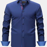 Long Sleeve Contrast Button Up Dress Shirt