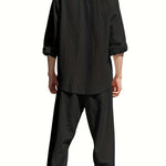 Men's Two Piece Summer Outfit | Linen Shirt & Trousers Set