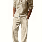 Men's Two Piece Summer Outfit | Linen Shirt & Trousers Set