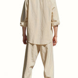 Men's Two Piece Summer Outfit | Linen Shirt & Trousers Set