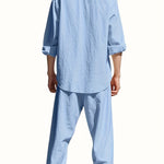 Men's Two Piece Summer Outfit | Linen Shirt & Trousers Set