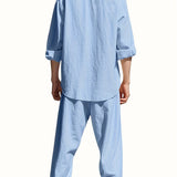 Men's Two Piece Summer Outfit | Linen Shirt & Trousers Set