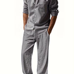 Men's Two Piece Summer Outfit | Linen Shirt & Trousers Set