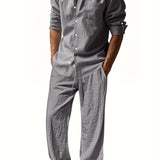 Men's Two Piece Summer Outfit | Linen Shirt & Trousers Set