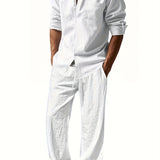 Men's Two Piece Summer Outfit | Linen Shirt & Trousers Set
