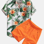 Tropical Print Shirt & Swim Shorts Set