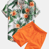 Tropical Print Shirt & Swim Shorts Set