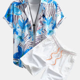 Flower Plants Print Shirt & Swim Shorts Set