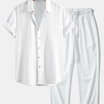 Geometry Rhombus Jacquard Shirt & Crinkle Textured Pants Set