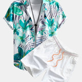 Flower Plants Print Shirt & Swim Shorts Set