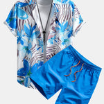 Flower Plants Print Shirt & Swim Shorts Set