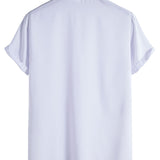 Palm Tree Print Stand Collar Shirt