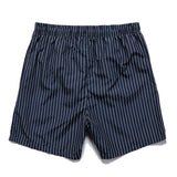 Short Sleeve Linen Stand Collar Shirt & Striped Print Swim Shorts Set